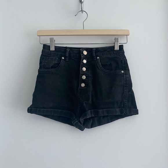 Zara High Waisted Button Denim Shorts - Picture 1 of 4